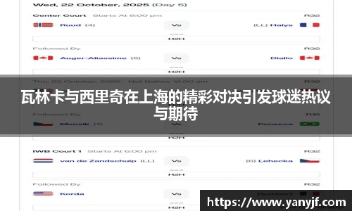 瓦林卡与西里奇在上海的精彩对决引发球迷热议与期待